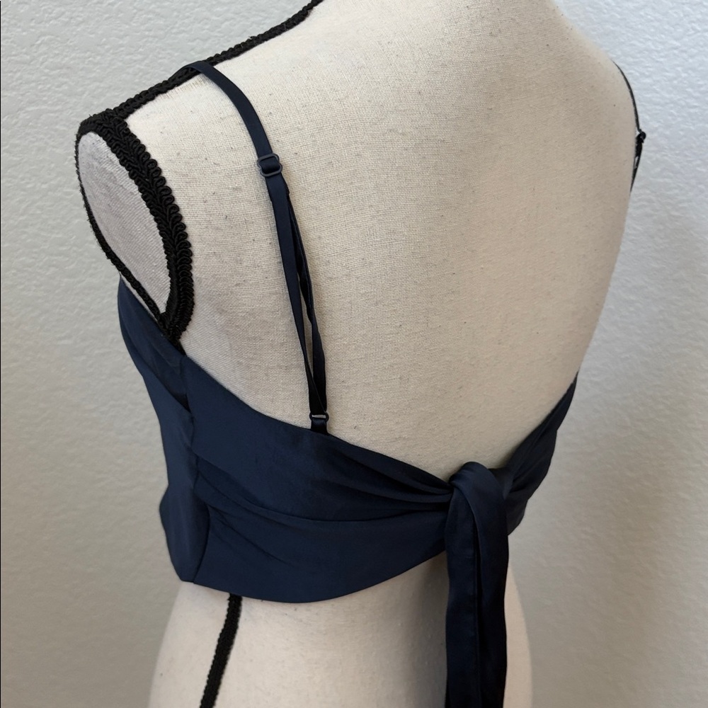 Aritzia Sunday Best Elektra Satin Camisole Toe Back Navy Size XS - Picture 5 of 7